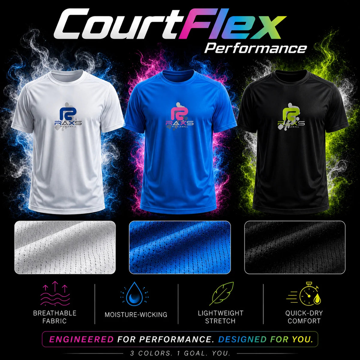 RAXS CourtFlex pickleballtröja – återvunnen polyester, blå